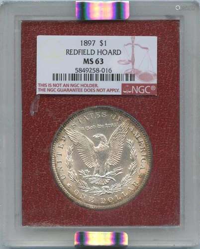 1897 $1 Morgan Dollar Redfield Hoard NGC MS63