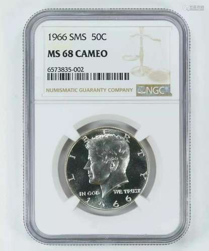 1966 SMS KENNEDY HALF DOLLAR 50C NGC CERTIFIED MS 68 MINT UN...