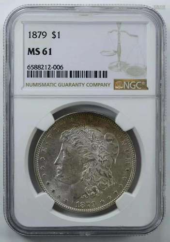 1879 MORGAN SILVER DOLLAR $1 NGC CERTIFIED MS 61 MINT STATE ...