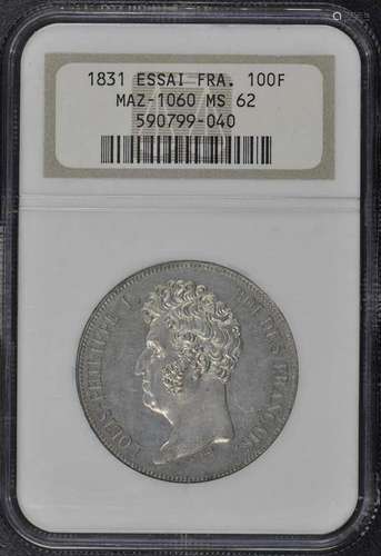 1831 France Essai 100F Maz-1060 NGC MS62