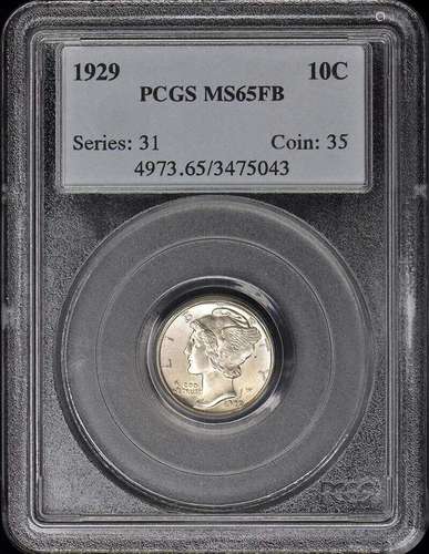 1929 10C Mercury Dime PCGS MS65FB