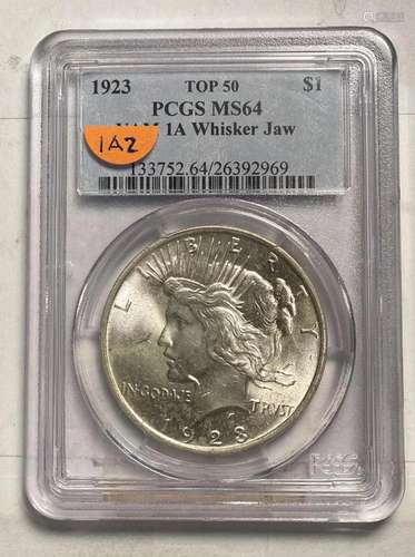 Peace Silver Dollar 1923 P PCGS MS-64VAM 1A