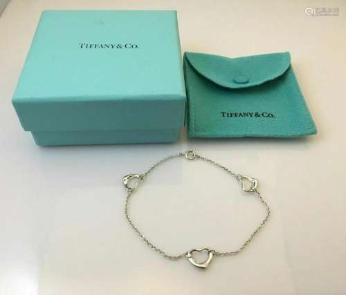Tiffany Co. Elsa Peretti Sterling Silver Open Heart Bracelet...