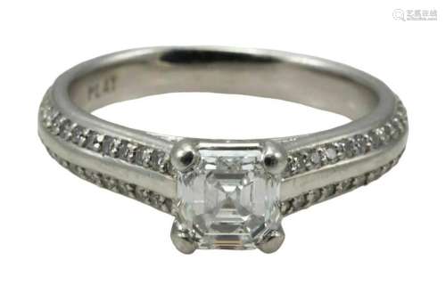 Platinum Ring with Asscher cut Diamond 1.31tdw - Size 6.5