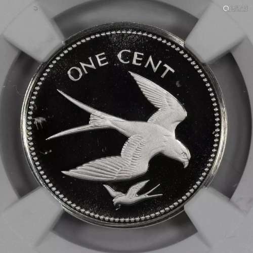 1974 FM PROOF BELIZE SWALLOW-TAILED KITE 1C SILVER CENT PF 7...