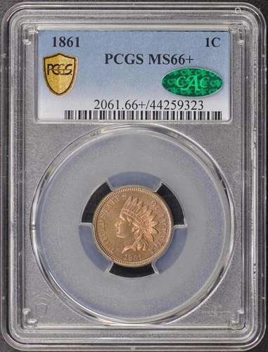 1861 1C Indian Cent - Type 2 Copper-Nickel PCGS MS66+ (CAC)