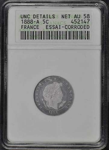 1888-A France Essai 5C ANACS Net AU58