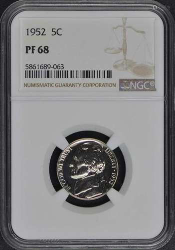 1952 Jefferson Nickel 5C NGC PR68