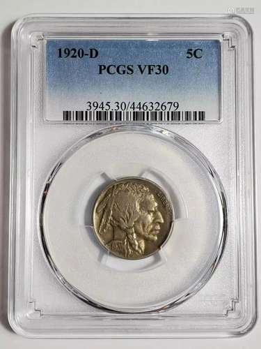 1920 D Indian Buffalo PCGS VF-30