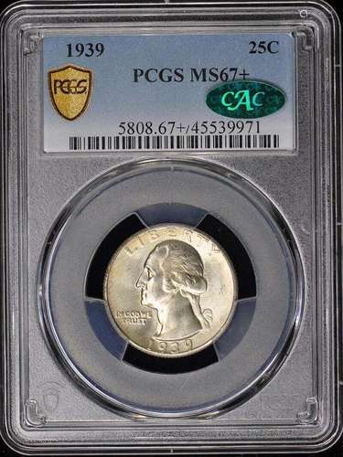 1939 25C Washington Quarter PCGS MS67+ (CAC)