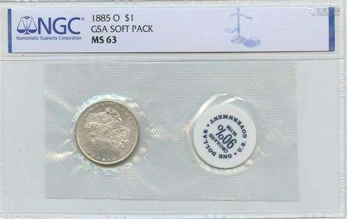 1885-O Morgan Dollar GSA SOFT PACK S$1 NGC MS63