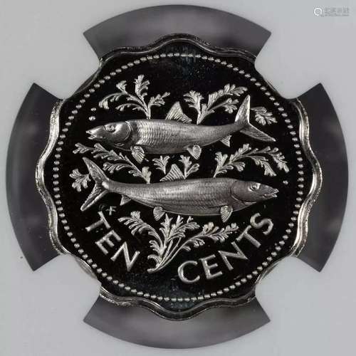 1974 FM PROOF BAHAMAS TWO BONEFISH 10C TEN CENTS NGC PF 69 U...