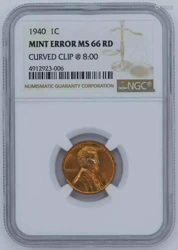 1940 LINCOLN WHEAT CENT PENNY 1C NGC MS 66 RED UNC MINT ERRO...