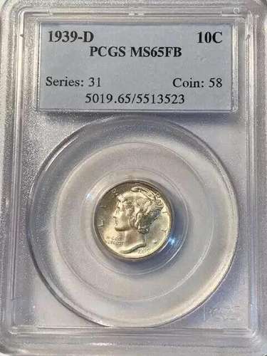 1939 D Mercury Dime PCGS MS-65 FB