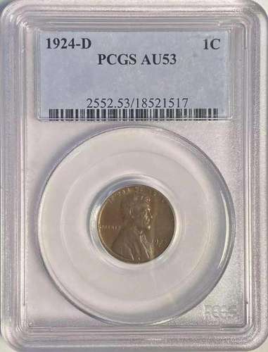 1924 D Lincoln Wheat Cent PCGS AU-53 BN