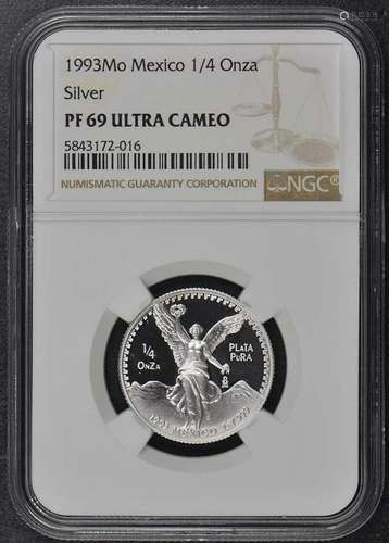 1993MO MEXICO Silver 1/4 Onza NGC PR69DCAM