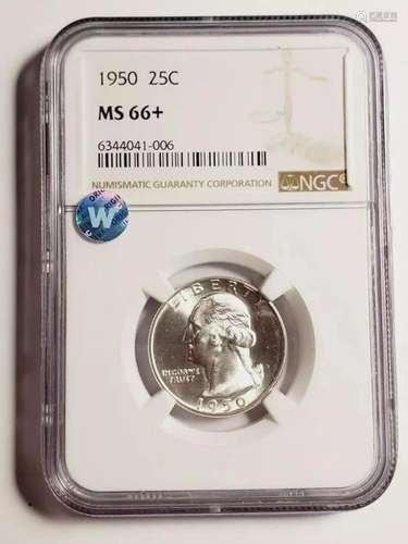 1950 P Washington Quarter NGC MS-66+ Sight White