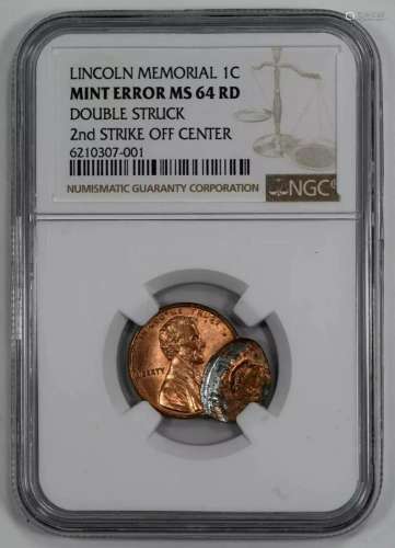 (ND) LINCOLN MEMORIAL CENT 1C NGC MS 64 RED UNC - ERROR DOUB...
