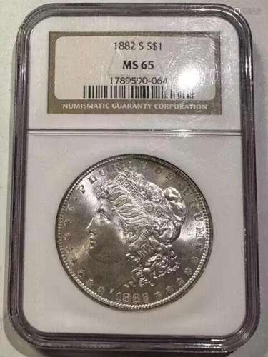 1882 S Morgan Silver Dollar NGC MS-65 Nice Reverse Toning
