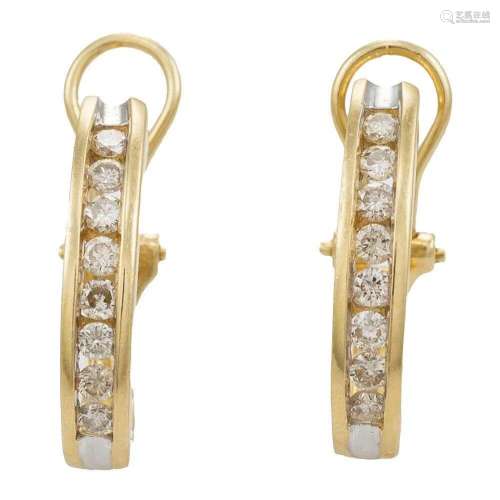 14K Yellow Gold Diamond J Curve Earrings 1.00tcw 6.2g