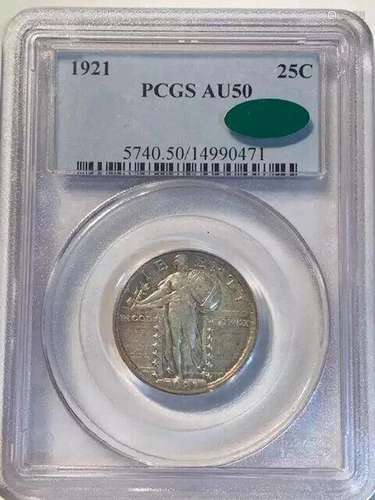 1921 P Standing Liberty Quarter PCGS AU-50 CAC