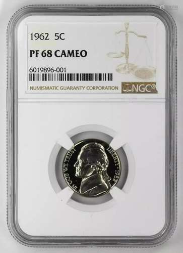 1962 PROOF JEFFERSON NICKEL 5C NGC CERTIFIED PF 68 - CAMEO (...