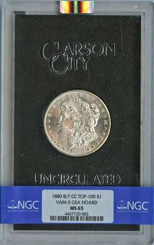 1880 8/7-CC TOP-100 Morgan Dollar VAM-5 GSA HOARD S$1 NGC MS...