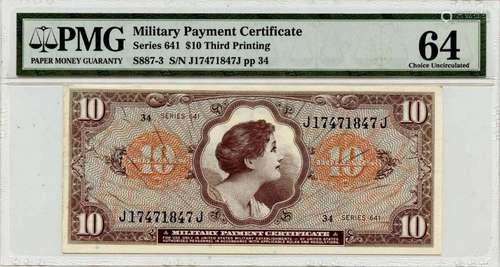 Series 641 $10 MPC PMG CH64 S887-3 3rd Printing