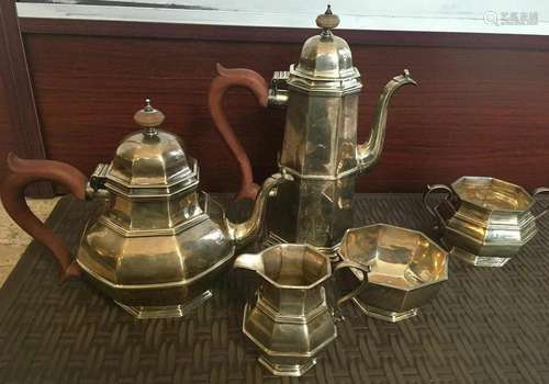 Antique Tiffany Co Footed Five Piece Sterling Silver Coffee ...