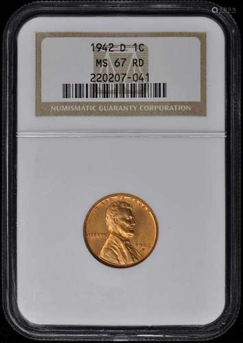 1942-D Wheat Reverse Lincoln Cent 1C NGC MS67RD