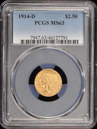 1914-D $2.50 Indian Head PCGS MS63