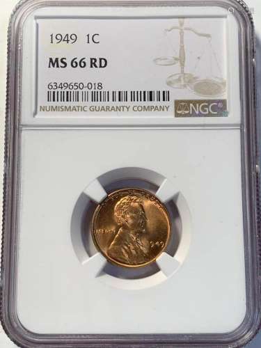 1949 P Lincoln Wheat Cent NGC MS-66 RD