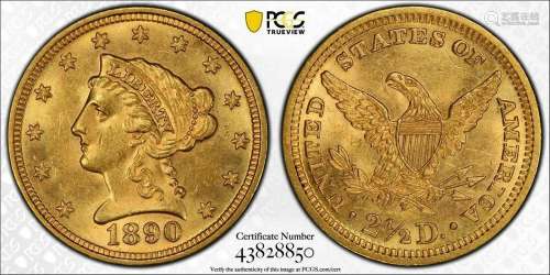 1890 LIBERTY HEAD QUARTER EAGLE $2.50 GOLD PCGS CERTIFIED MS...