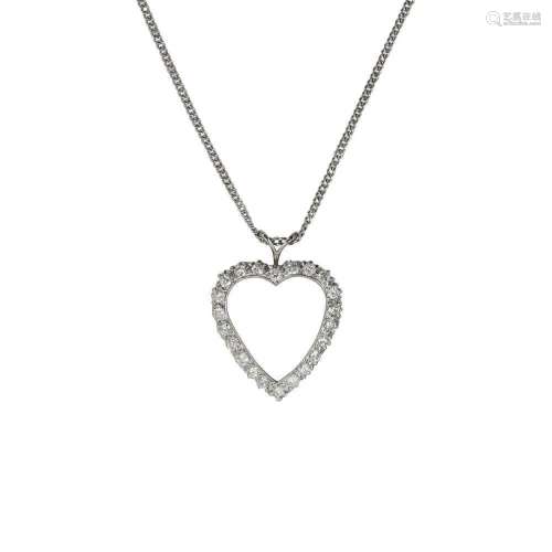 14K White Gold Diamond Heart Pendant Necklace 1.75TDW 10.7gr