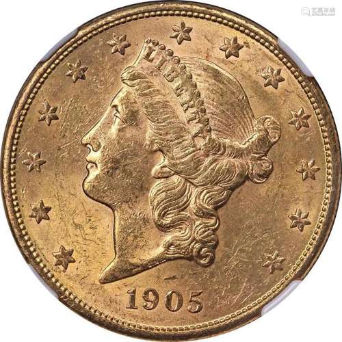 1905-S Liberty Gold $20 NGC MS61 Nice Luster Strong Strike