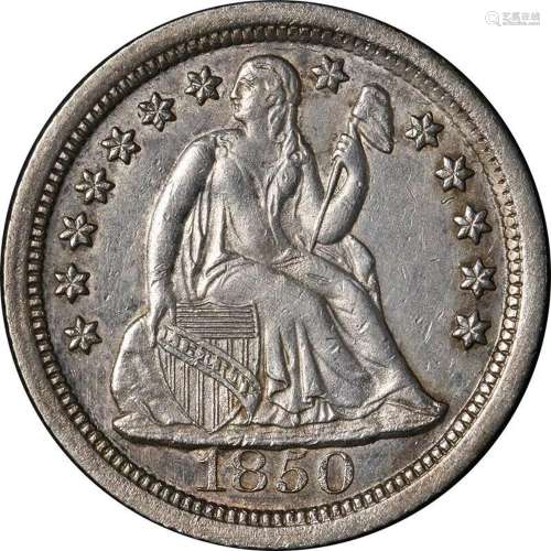 1850-O Seated Liberty Dime Small 'O' AU/BU Details N...