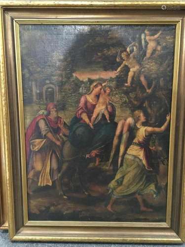 19th Century Oil on Canvas Masters Style Circa 1850 Framed A...