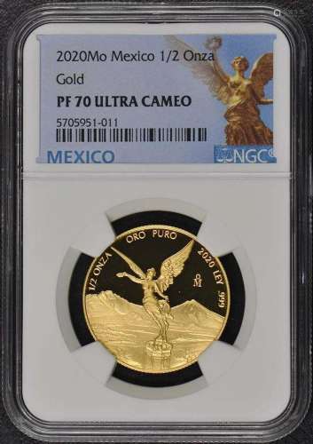 2020 Mo Mexico 1/2 Onza Libertad Gold NGC PF70UC Mintage 250