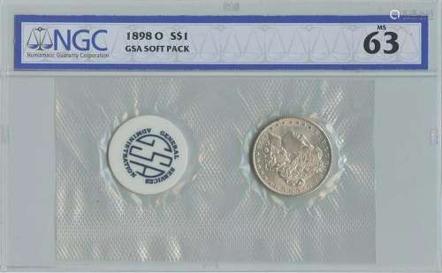 1898-O Morgan Dollar GSA SOFT PACK S$1 NGC MS63