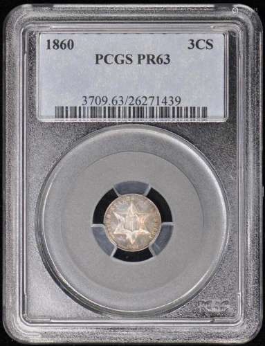 1860 3CS Three Cent Silver PCGS PR63