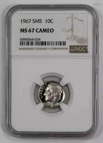 1967 SMS ROOSEVELT DIME 10C NGC CERTIFIED MS 67 MINT STATE U...