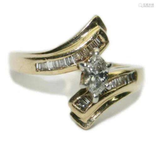 14k Yellow Gold 0.40ct Diamond Women's Journey Ring Size...