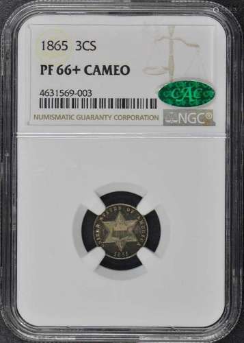 1865 Three Cent Piece - Silver Type 3 3CS NGC PR66+CAM (CAC)