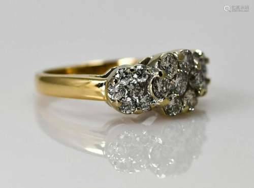 14K Yellow Gold Diamond Flower Ring 5.3grams 1.0 tdw Si Clar...