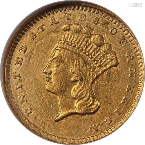 1857-C Type 3 Indian Princess Gold $1 NGC AU50 Key Date Nice...