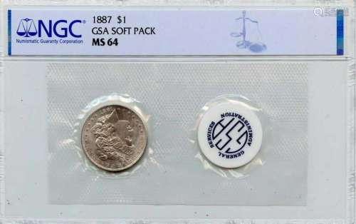 1887 $1 Morgan Dollar NGC MS64 GSA SOFT PACK