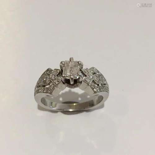18k White Gold Emerald Cut Diamond Ring 1.00 ct TDW G Color ...