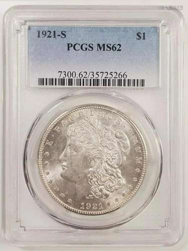 1921 S Morgan Silver Dollar PCGS MS-62