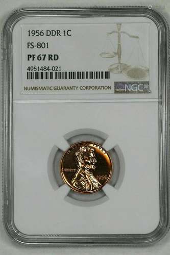 1956 PROOF LINCOLN WHEAT CENT PENNY 1C NGC CERT PF PR 67 RD ...