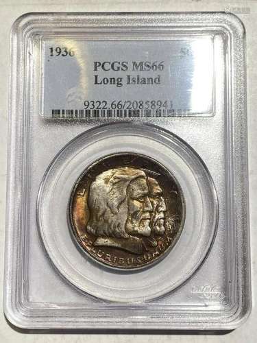 1936 Long Island PCGS MS-66 Long Island Rainbow Toning